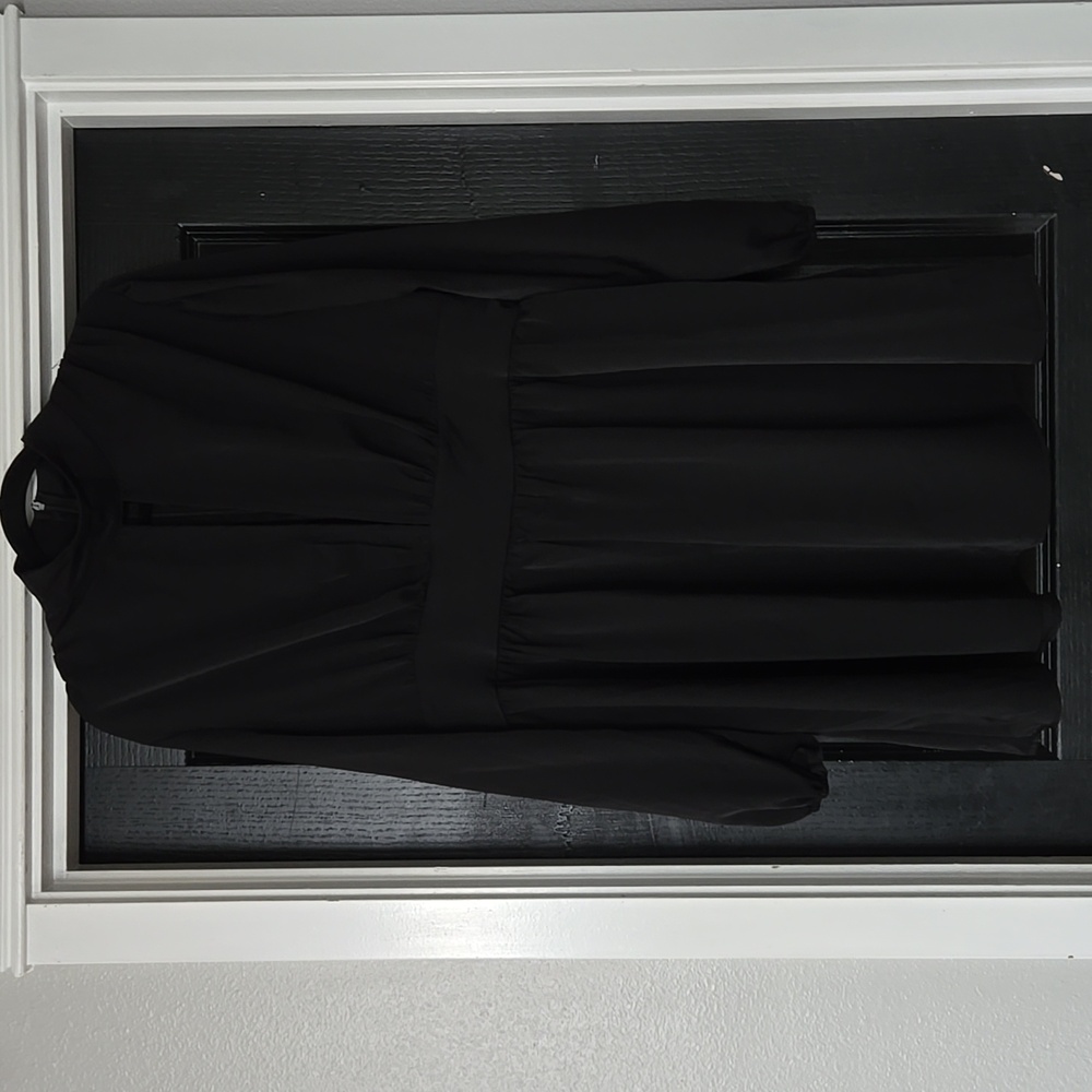 Temu Black Mockneck Long Sleeve Cut Out Fit And Flare Dress XL